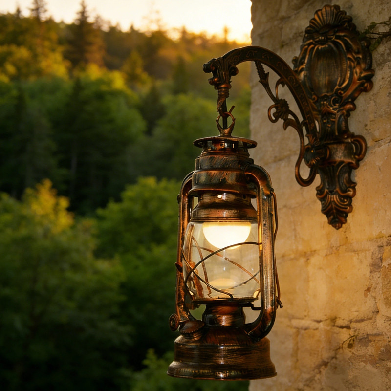 Estilo Antigo Chinês Lanterna De Vidro Abajur Lâmpada Parede Para Corredor Decoração E Iluminação País Retro Ferro Forja