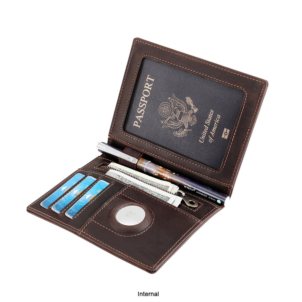 Porta-Passaporte De Couro RFID ID Carteira De Viagem Capas Para Com Rastreador D