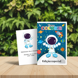 MINI Livro/revista de Colorir 15x10cm  ASTRONAUTA/ESPAÇO -  Lembrancinha para Festa infantil