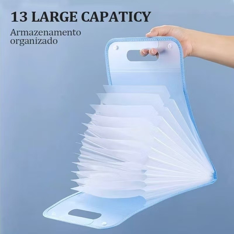 Kit 3 peças/Pasta Sanfonada 12 Divisorias A4 Line Dello Papelaria/ Material Escolar