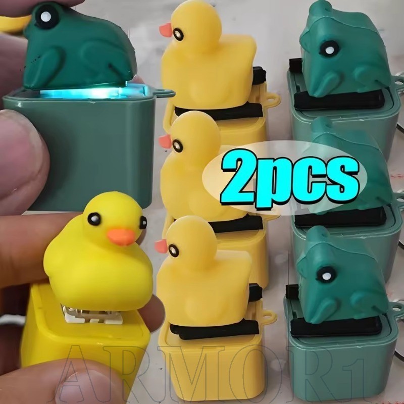 Pingente De Chaveiro De Pato Com Som Quack-Pressione E Jogue Brinquedo De Sapo Para Alívio Do Estresse , Apertar Portáti
