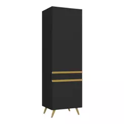 Paneleiro 2 Portas 62cm Veneza Multimóveis V3739 Preto/dourado Preto/dourado
