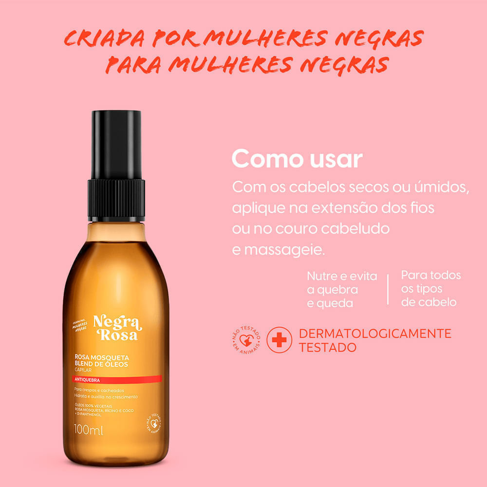 Detalhes do Óleo Capilar Negra Rosa Rosa Mosqueta 100ml