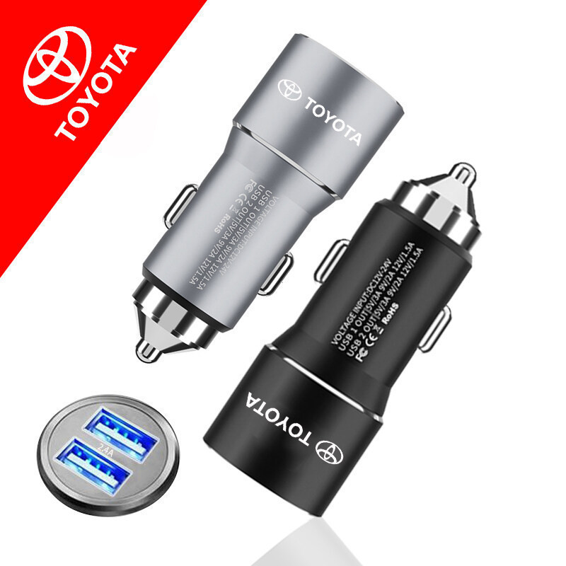 Carregador de Carro 12V 24V com Carregamento Rápido, Adaptador de Tomada para Carro para Toyota Corolla, Camry, Yaris, C
