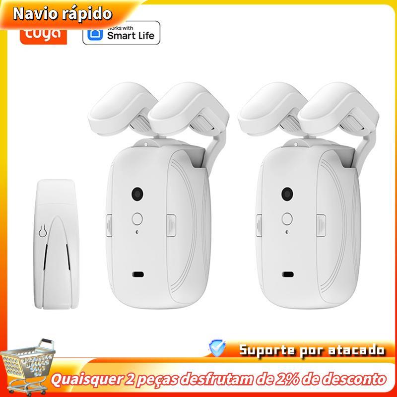 Dupla TUYA Inteligente WiFi Cortinas Robô Haste Romana Pista Abridor De Cortina Automático Controle Remoto Motor Vida