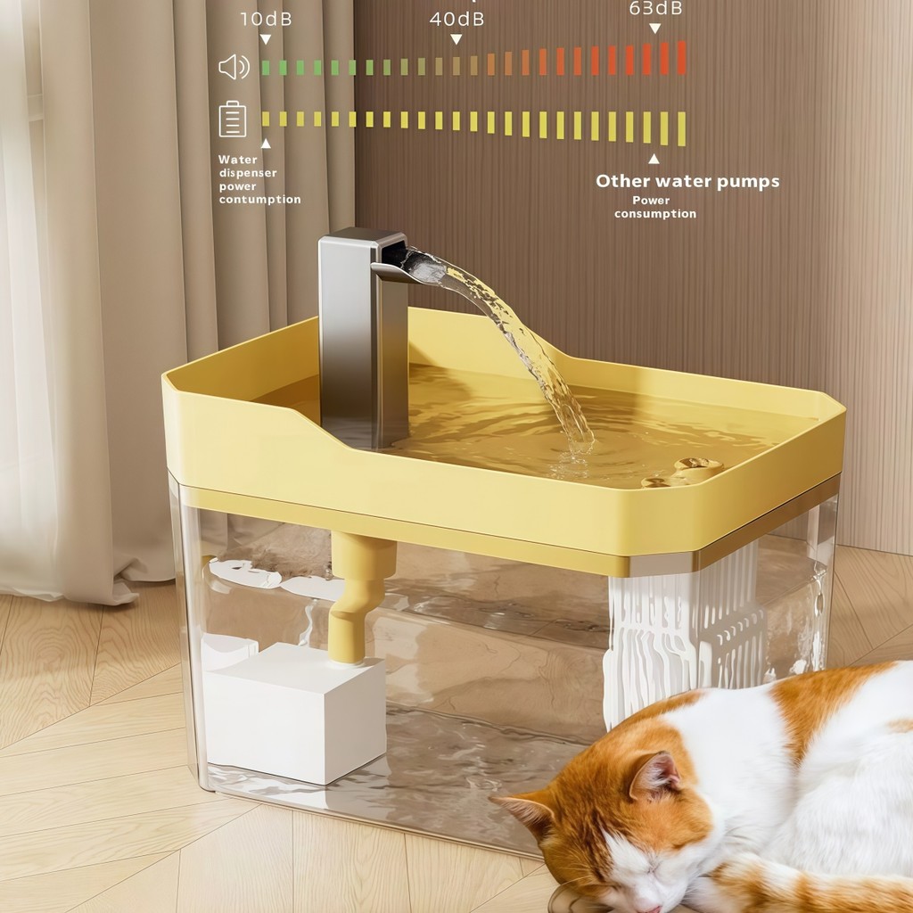 Bebedouro Automático Para Gatos Fonte 1,5L 110V 165x115x120mm Silenciosa Com Filtro Premium P.HQ