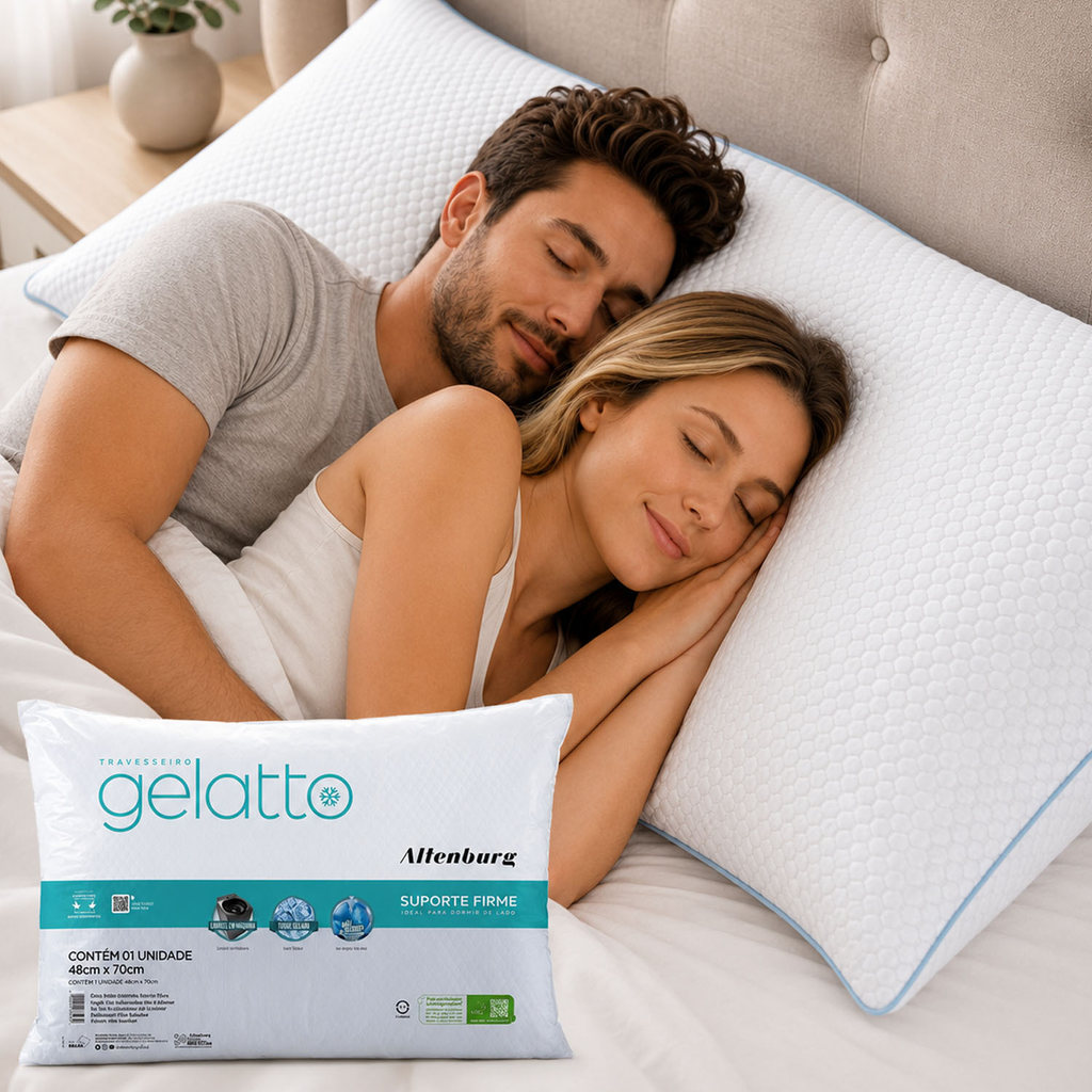 Travesseiro Gelatto 48x70cm Maciez Cama Suporte Firme Grande