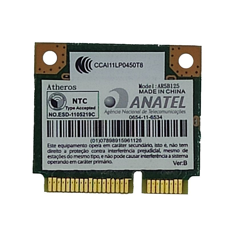 Placa WiFi Atheros AR5B125 AR9485 2.4GHz 150Mbps 802.11n Half Mini PCI-E