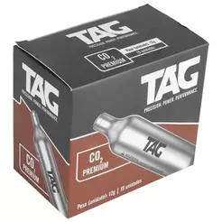 Cilindro CO2 Tag Premium 12g Caixa 15un Sem Rosca Airsoft