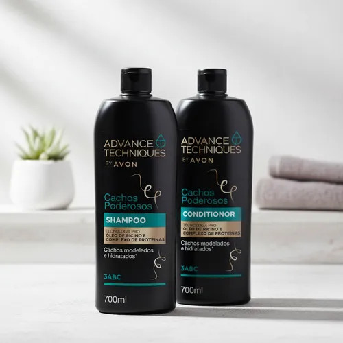 Kit Advance Techniques Avon Shampoo e Condicionador Cachos Fabulosos ou Nutrição Completa 700ml