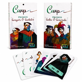 Coup Promos Expansão Completa Grok Games | Kit com Burguês, Benfeitor, Bufão e Burocrata | Acessório Oficial para Coup