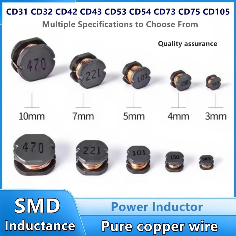 10pcs Indutor De Potência SMD CD32 CD43 CD54 CD75 CD105 2.2uH 3.3uH 4.7uH 10uH 100uH 150UH 220UH 330UH 470UH 680UH Indut