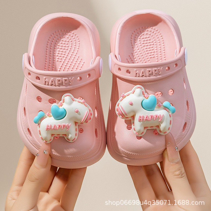 Baotou buraco sapatos de verão meninos meninas bebê sandálias de praia chinelos médio pequeno crianças pônei estilo anti