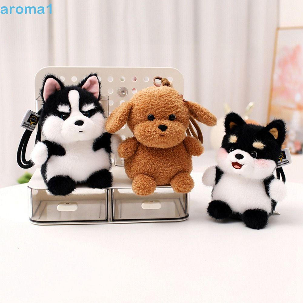 AROMA1 Husky Corgi Pelúcia , Saco Charme Filhote De Cachorro Bonecas Cão Pingente De Shiba Inu Schnauzer Recheado Chavei