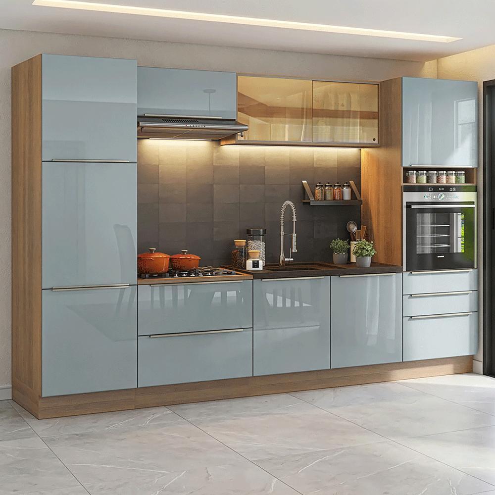 Armário de Cozinha Completa 320 cm Rustic/Cinza Lux Madesa 08