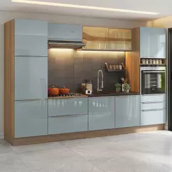 Armário de Cozinha Completa 320 cm Rustic/Cinza Lux Madesa 08