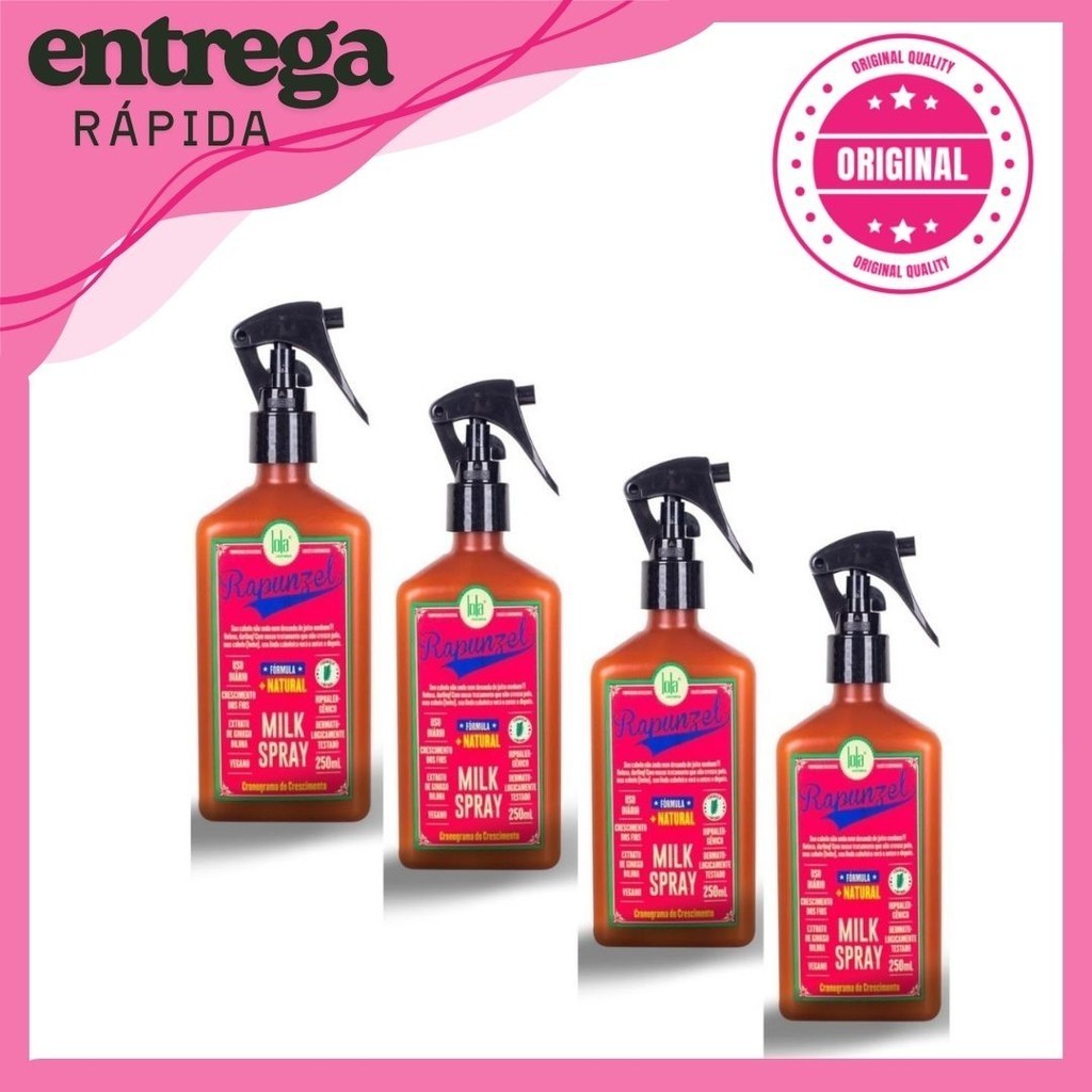 Kit Com 4 Leave-In Lola Cosmetics Rapunzel Milk Spray  250ml