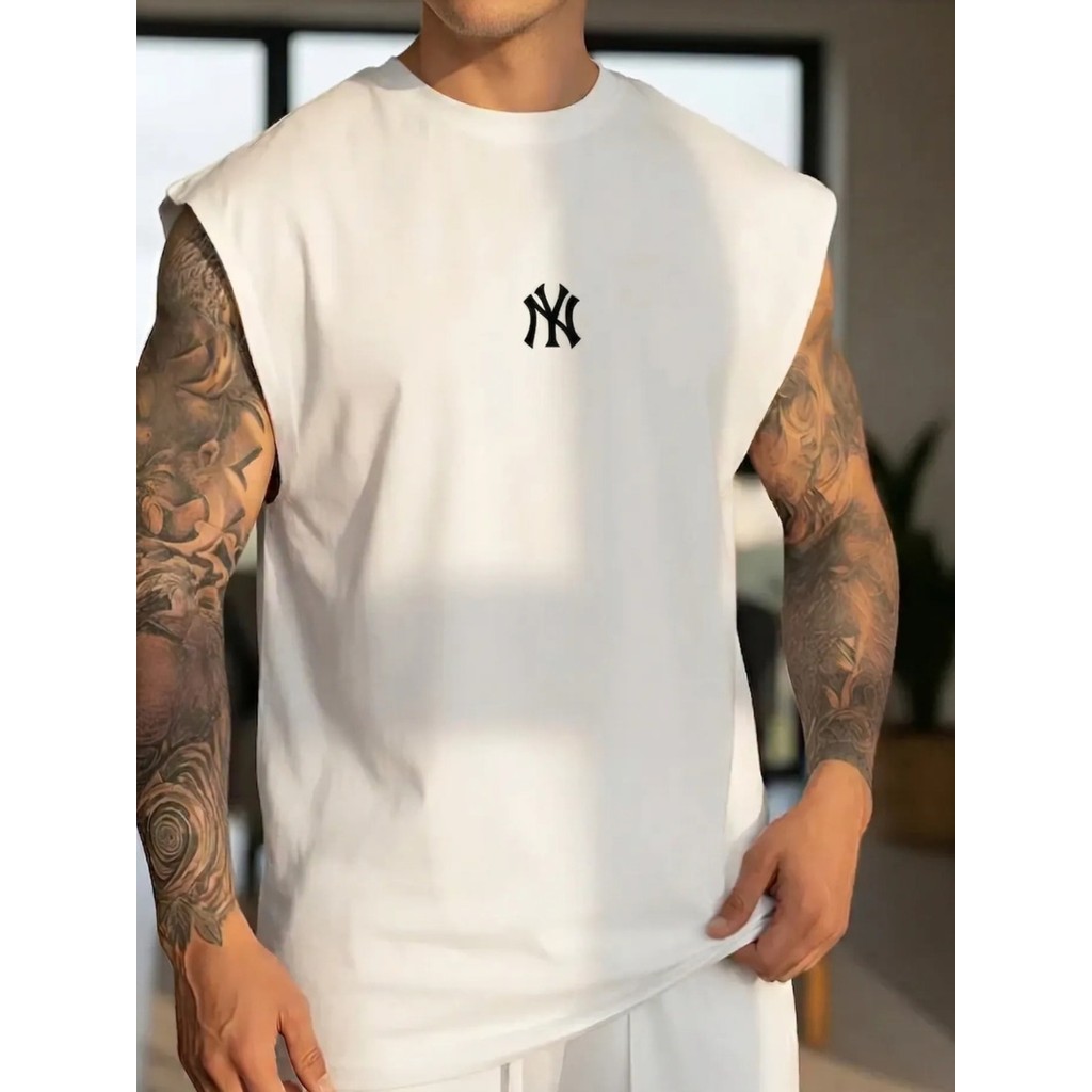 Camiseta Masculina Ny Regata Streetwear Oversized Cavada Camisa Machão 100% Algodão Premium
