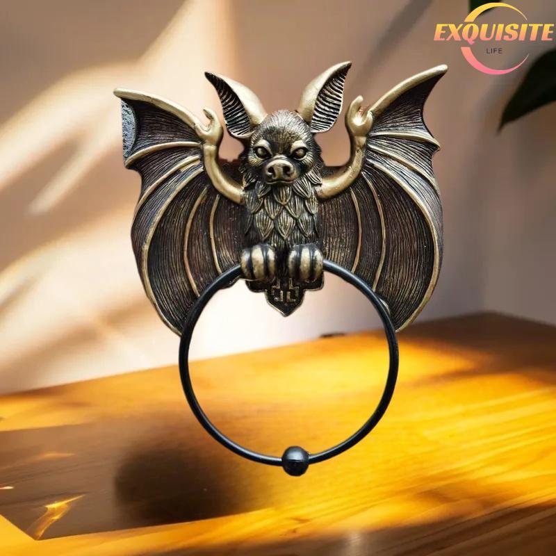 [EL-t] Whimsic Halloween Bat Knoer Gótico Arte De Parede Estátua De Resina Moldura E Porta Ornamento Decorativo Decoraçã