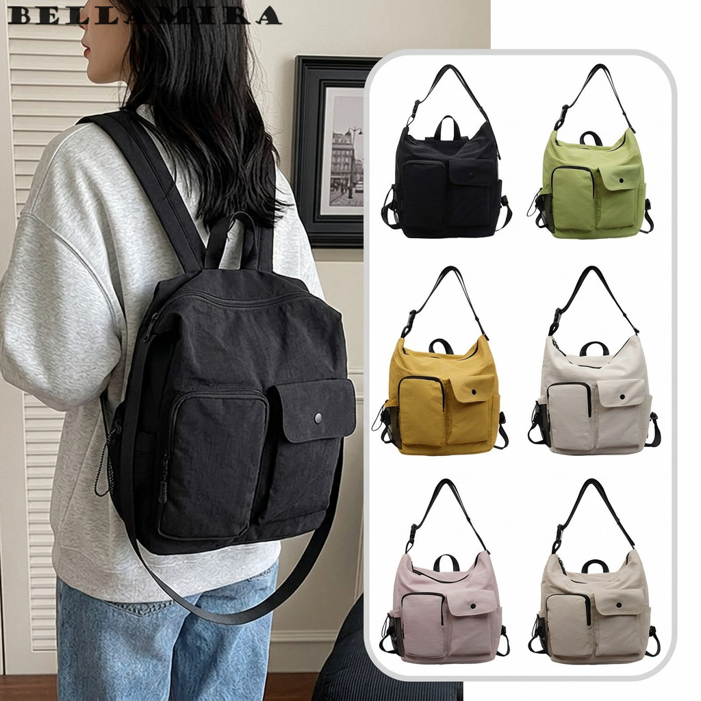Bolsa Vários Compartimentos Mochila De Tecido - Bolsa De Ombro Versátil, Impermeável, 3 Em 1 (Mochila, Ombro, Mão)