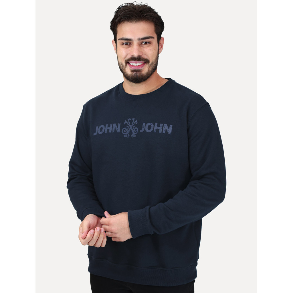Moletom John John Masculino New Basic Logo Rusty Azul Marinho