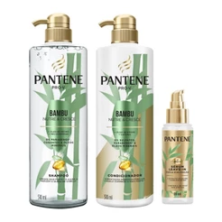KIT PANTENE SH + COND 510ML + SÉRUM LEAVE-IN 95ML FORÇA E NUTRIÇÃO BAMBU