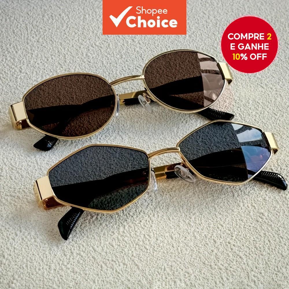 Óculos De Sol Ovais Vintage Com Proteção UV400 , Armação De Metal Para Mulheres E Homens