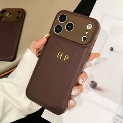 Capa De Couro Falso Clássica De Luxo Personalizada Para iPhone 18 17 16 15 14 13 12 11 Pro Max Iniciais Personalizadas N
