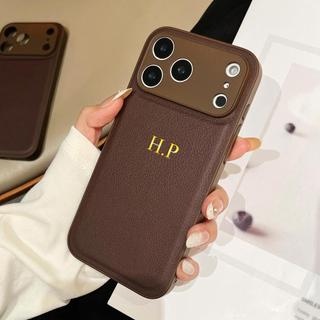 Capa De Couro Falso Clássica De Luxo Personalizada Para iPhone 18 17 16 15 14 13 12 11 Pro Max Iniciais Personalizadas N
