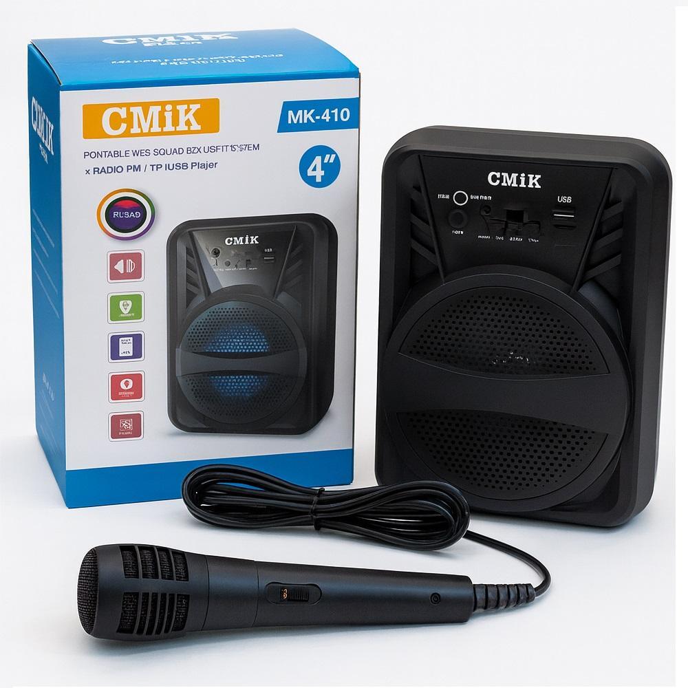 CAIXA DE SOM BLUETOOTH RADIO KARAOKE MICROFONE MEGAFONE PORTATIL LED USB SD AMPLIFICADOR MULTIUSO