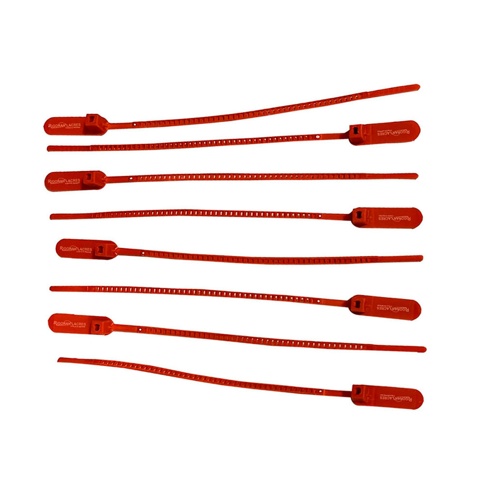 Lacre para malote dupla trava 16cm vermelho com 100 unidades em Oferta na Shopee