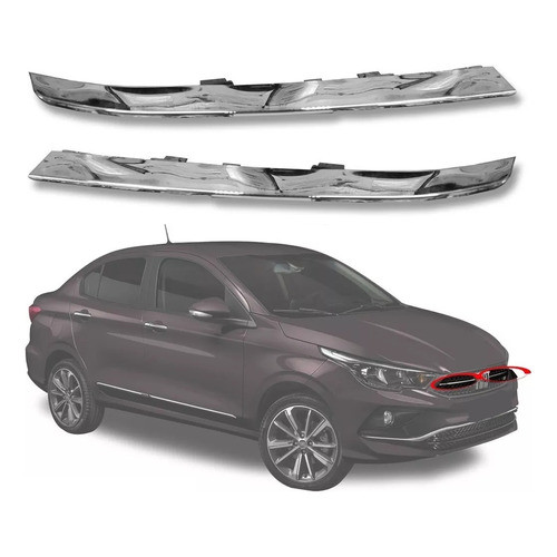 Par Friso Cromado Emblema Da Grade Original Fiat Cronos