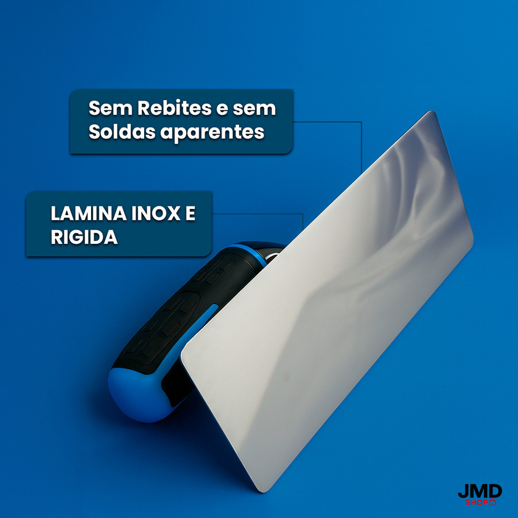 Desempenadeira Aço Inox Lisa  Cabo Emborrachado Nivelamento