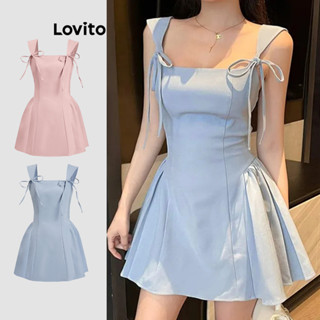 Lovito Vestido Elegante De Verão/primavera Com Laço Plissado Para Mulheres L120ED1161 em Oferta na Shopee