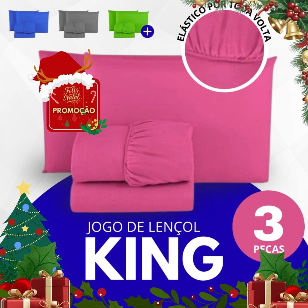 Jogo de Lençol Cama Box King 3 Peças Liso 1,93m x 2,03m x 30cm - SOLTEIRO / CASAL / QUEEN / KING