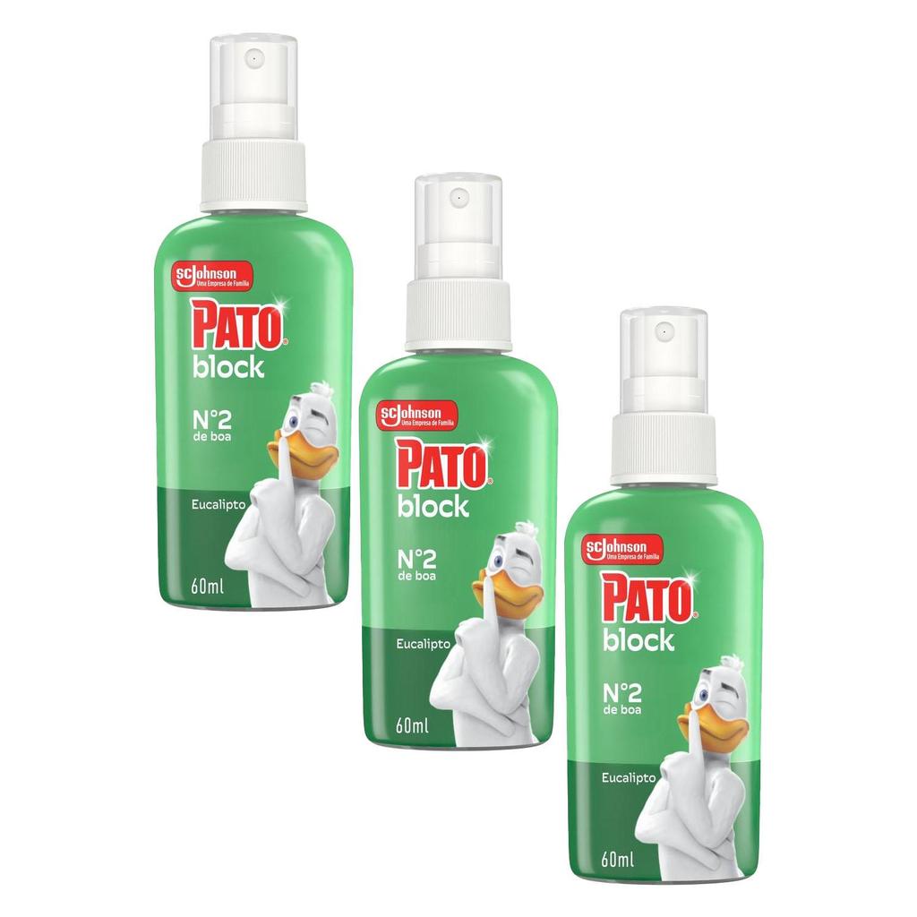 Kit 3 Odorizadores Sanitários Líquido Pato Block Eucalipto 60ml Spray