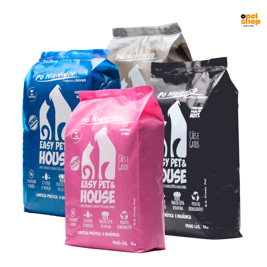 Kit 4 Pó Higiênico EasyPet Eliminador de Odores para Cães e Gatos Mais Vendidos