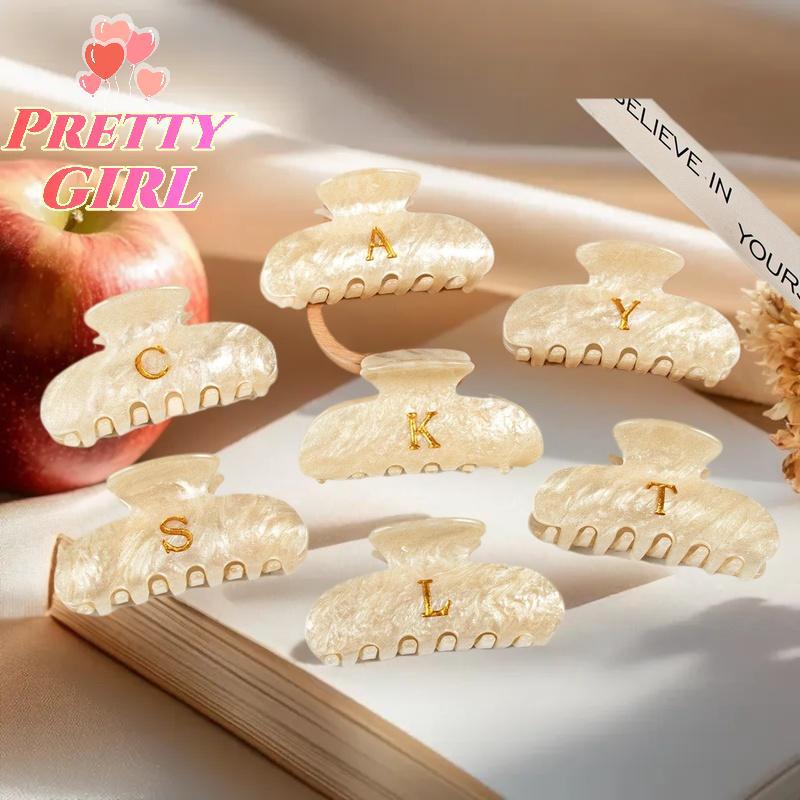 [Pretty ggirl] Novo Design Criativo 8.6 Cm Carta Cor Creme Simples Clipe De Acrílico Acessórios De Cabelo Para Meninas T
