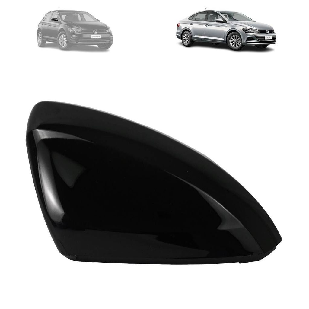 CAPA RETROVISOR VOLKSWAGEN POLO 2018 A 2021 VIRTUS COM FURO PISCA (BLACK PIANO) LADO DIREITO