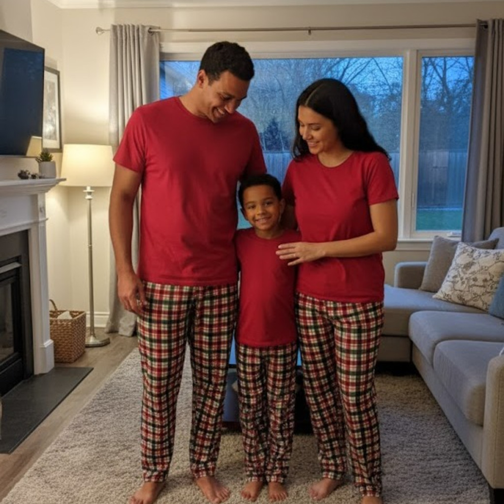 Conjunto Natalino Camiseta e Calça Masculino Feminino e Infantil Estampa Natal Macio e Confortável