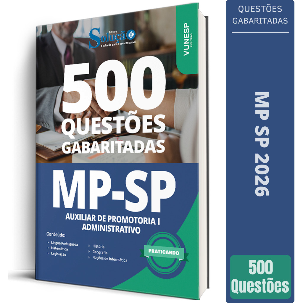 Caderno de Questões MP SP 2026 - Auxiliar de Promotoria I – Administrativo em Oferta na Shopee