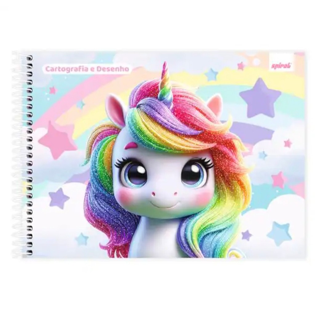 Caderno Cartografia Desenho Capa Dura 80 Folhas Unicórnio em Oferta na Shopee