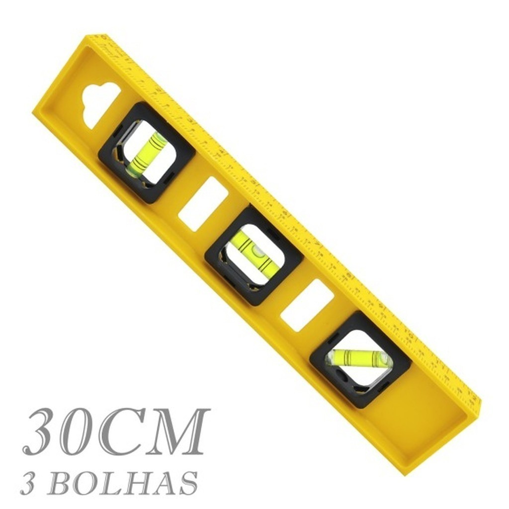 Nível de Bolha 30cm Plástico com Prumo Uso Construção