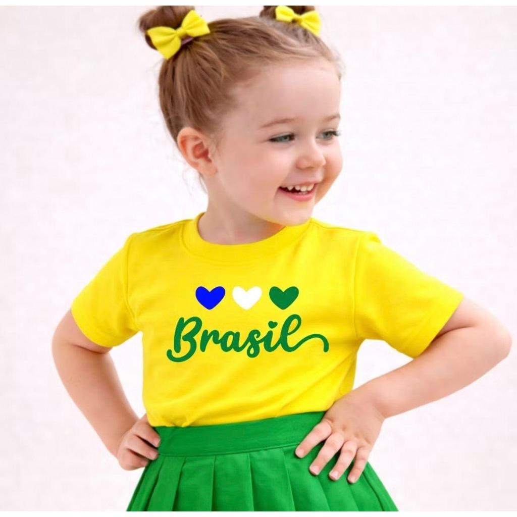 Camiseta Infantil do Brasil Copa do Mundo Seleção Futebol Blusa Premium Juvenil Unissex Varias cores