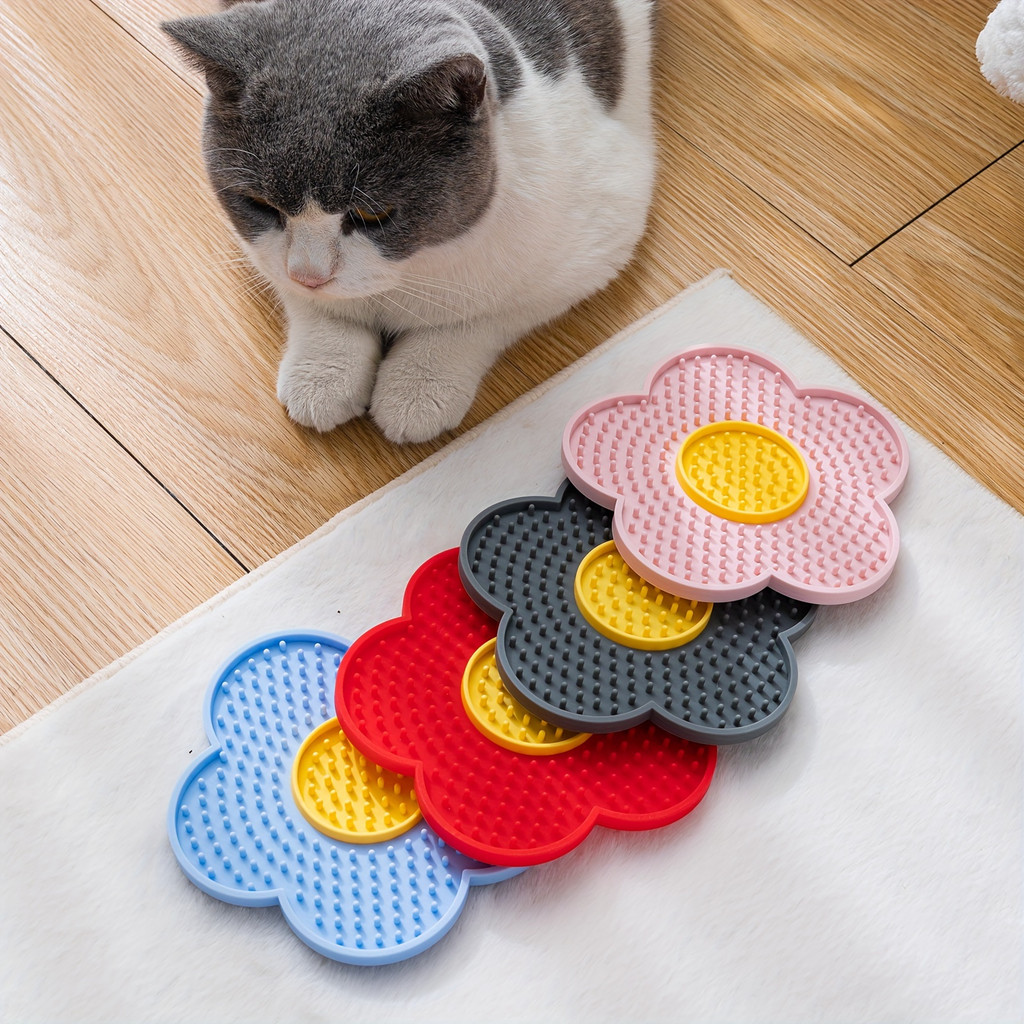 Tapete de Lamber com Estampa de Flores para Cães e Gatos - Alimentador Lento com Ventosas Antiderrapantes, Alivia a Ansi