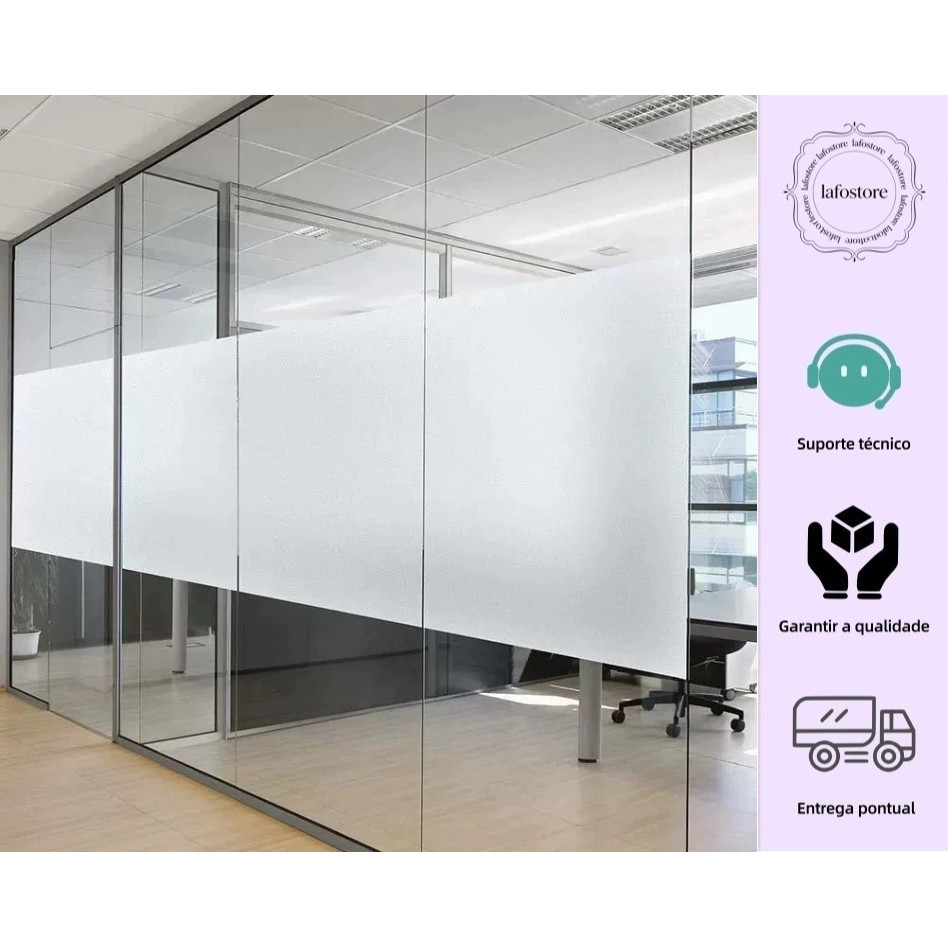 3m X 60cm Adesivo Jateado Liso Fosco Para Vidro Box Sacada Janela e Porta Elimina a Visão Sem Tirar a Luz