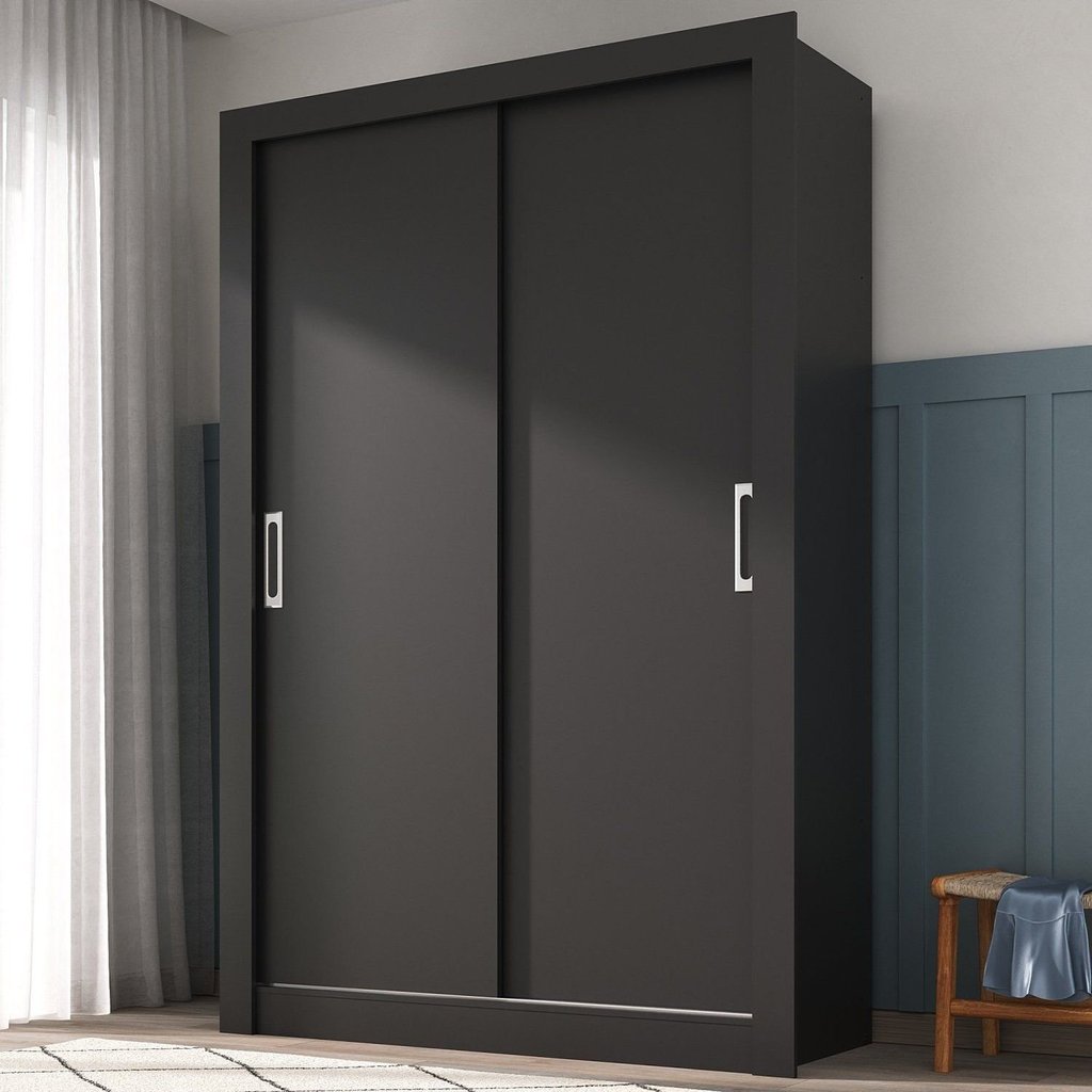 Guarda Roupa Solteiro 2 Portas Ágata Yescasa Branco Preto