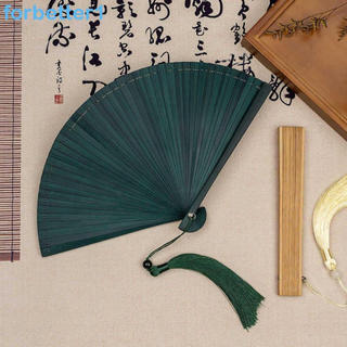 Leque de Bambu FORBETTER de Cor Sólida, Dobrável com Franjas, Estilo Chinês Vintage, Leque de Quimono Requintado e Portá