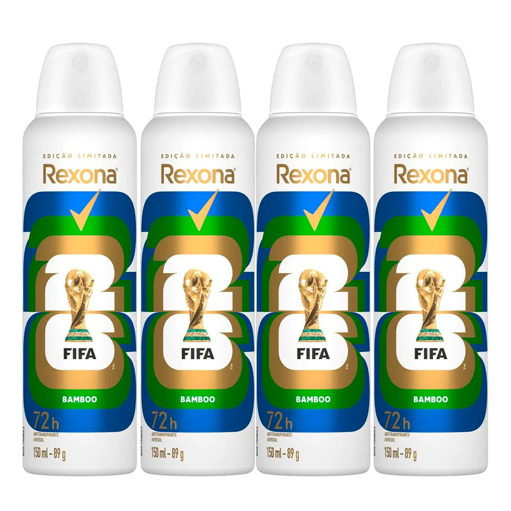 Kit Desodorante Aerosol Rexona Bamboo 150ml - 4 Unidades