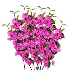 Kit 5 Galhos Hastes de Flores Bougainville Artificial Toque Real e Efeito 3D